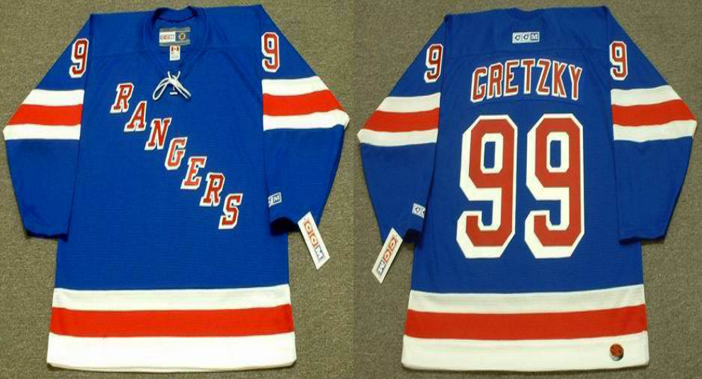 2019 Men New York Rangers 99 Gretzky blue style #2 CCM NHL jerseys->new york rangers->NHL Jersey